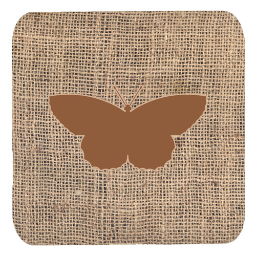 Butterfly Burlap and Brown Foam Coasters, Set - 4