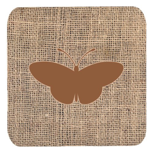 Butterfly Burlap and Brown Foam Coasters, Set - 4