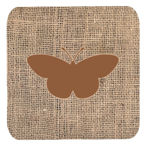 Butterfly Burlap and Brown Foam Coasters, Set - 4