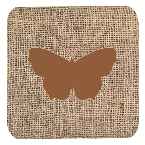 Butterfly Burlap and Brown Foam Coasters, Set - 4