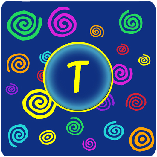 CJ1011-TFC Monogram - Blue Swirls Foam Coasters Initial Letter T- Set - 4