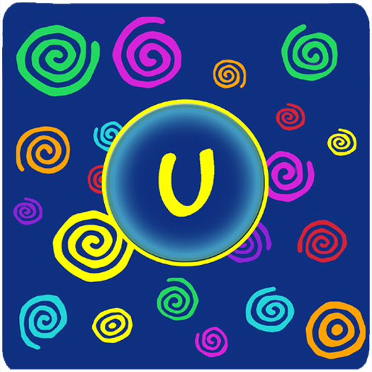 CJ1011-UFC Monogram - Blue Swirls Foam Coasters Initial Letter U- Set - 4