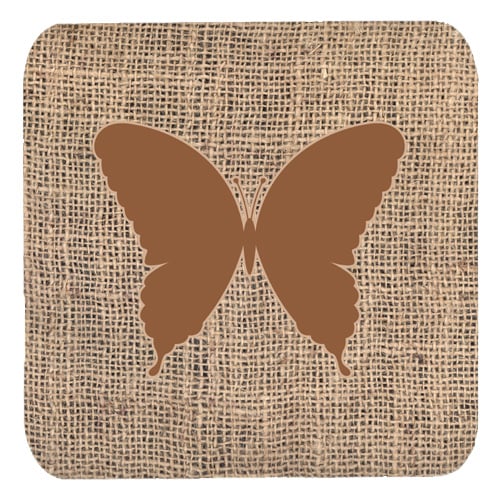 Butterfly Burlap and Brown Foam Coasters, Set - 4
