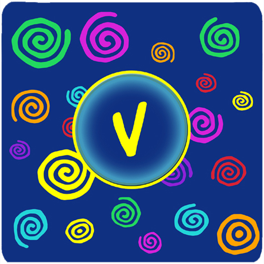 Monogram - Blue Swirls Foam Coasters Initial Letter V, Set - 4