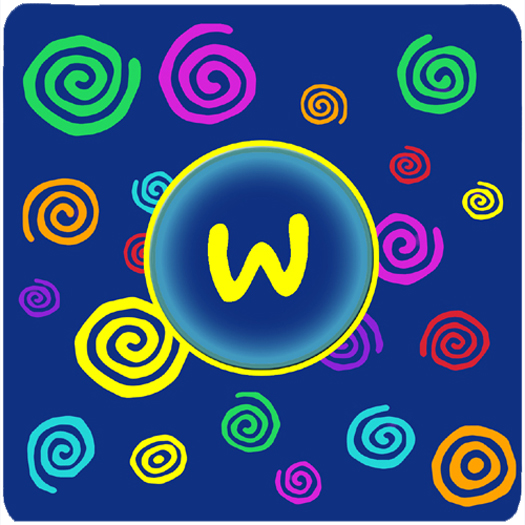 CJ1011-WFC Monogram - Blue Swirls Foam Coasters Initial Letter W- Set - 4