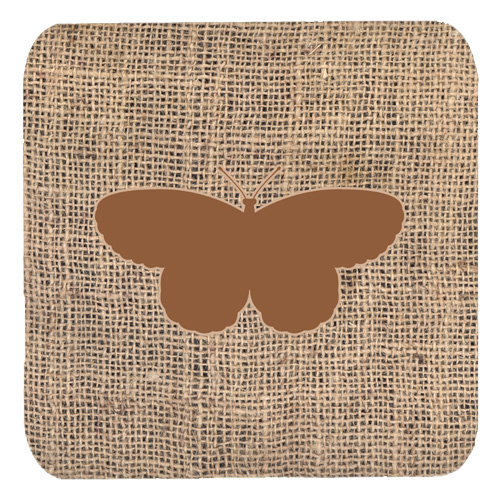 Butterfly Burlap and Brown Foam Coasters, Set - 4