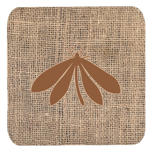 Moth Burlap and Brown Foam Coasters, Set - 4