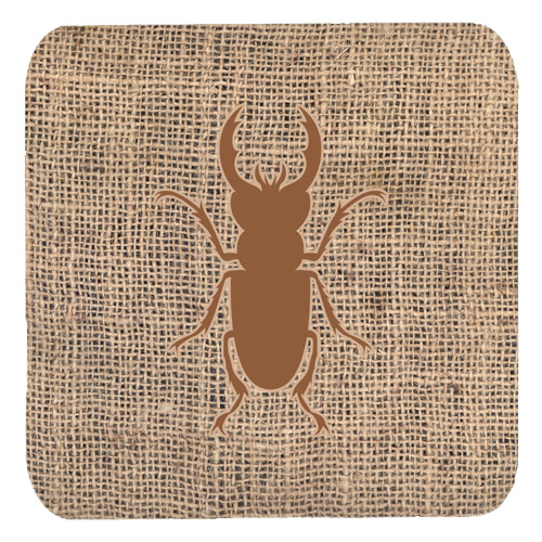 Beetle Burlap and Brown Foam Coasters, Set - 4