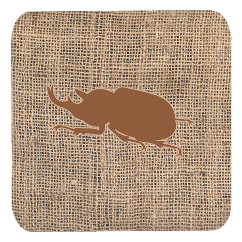 Beetle Burlap and Brown Foam Coasters, Set - 4