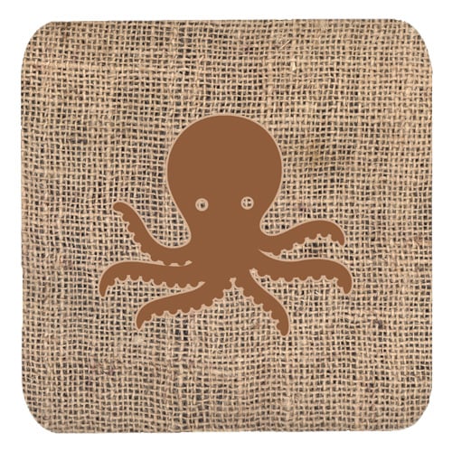 Octopus Burlap and Brown Foam Coasters, Set - 4