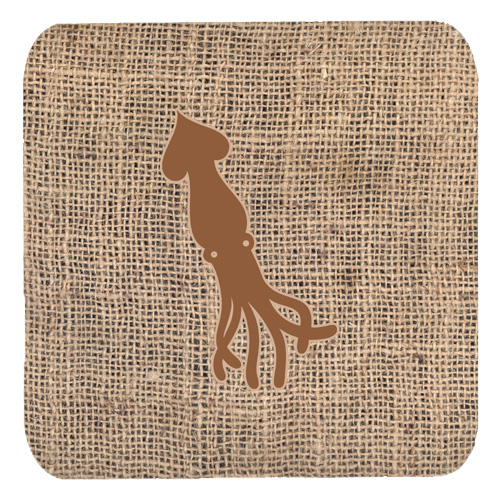 Squid Burlap and Brown Foam Coasters, Set - 4