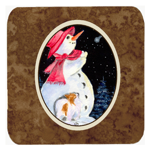 Snowman with Papillon Foam Coasters, Set - 4