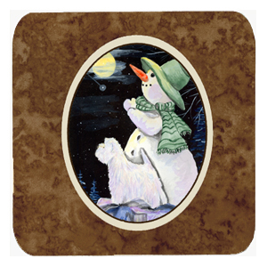 Snowman with Westie Foam Coasters, Set - 4