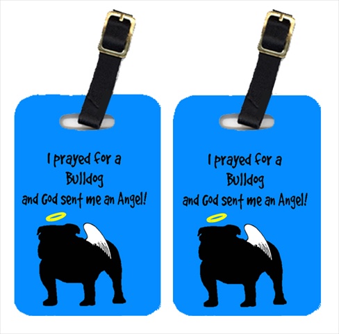 Carolines Treasures AN1122BT Bulldog Luggage Tags, Pair - 2 Purple Gold