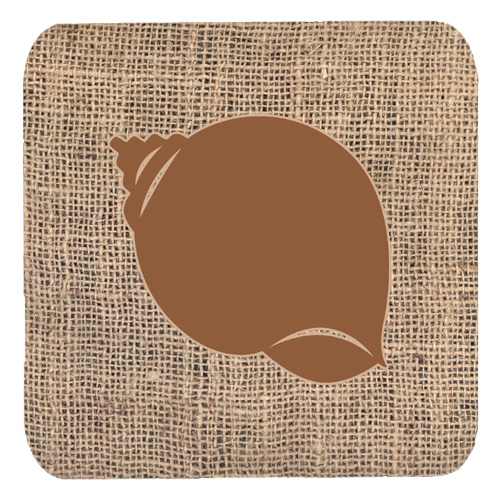 Shell Burlap and Brown Foam Coasters, Set - 4