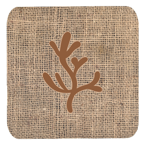 Coral Burlap and Brown Foam Coasters, Set - 4
