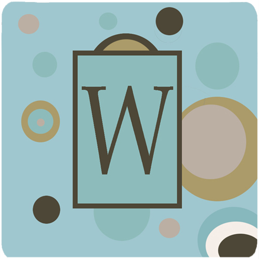 CJ1013-WFC Monogram - Blue Dots Foam Coasters Initial Letter W- Set - 4