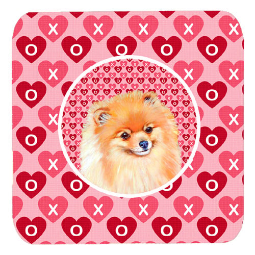 Pomeranian Valentines Love and Hearts Foam Coasters, Set - 4
