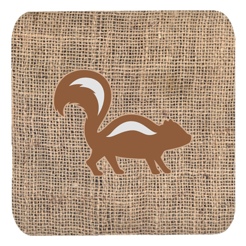 Skunk Burlap and Brown Foam Coasters, Set - 4
