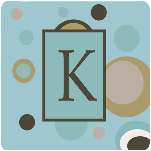 CJ1013-KFC Monogram - Blue Dots Foam Coasters Initial Letter K- Set - 4