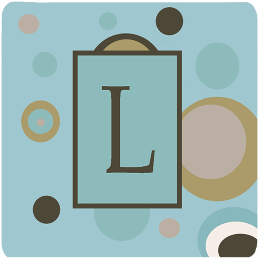 CJ1013-LFC Monogram - Blue Dots Foam Coasters Initial Letter L- Set - 4