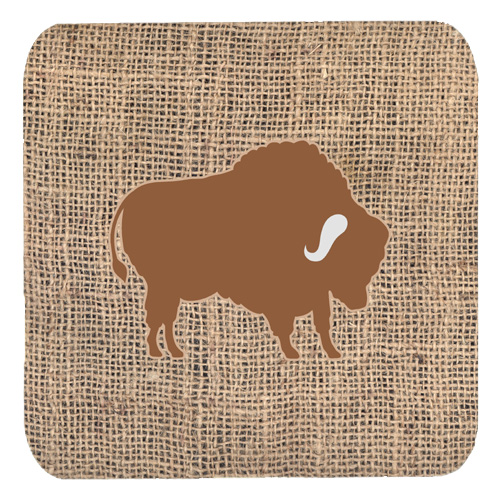 Buffalo Burlap and Brown Foam Coasters, Set - 4