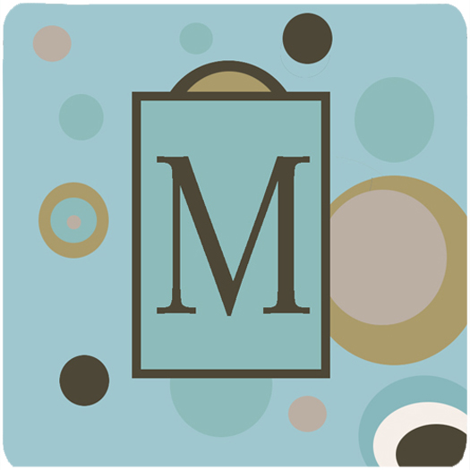 Monogram - Blue Dots Foam Coasters Initial Letter M, Set - 4
