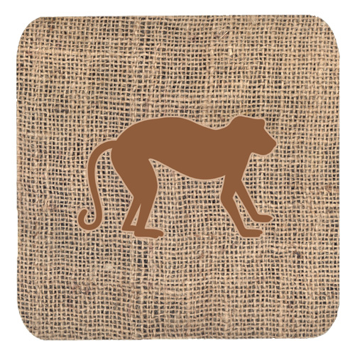 Monkey Burlap and Brown Foam Coasters- Set - 4