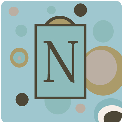 Monogram - Blue Dots Foam Coasters Initial Letter N, Set - 4