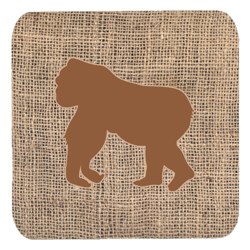 Gorilla Burlap and Brown Foam Coasters, Set - 4