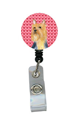 Silky Terrier Valentines Love and Hearts Retractable Badge Reel or ID Holder with Clip