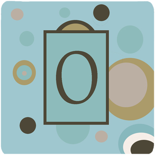 Monogram - Blue Dots Foam Coasters Initial Letter O, Set - 4