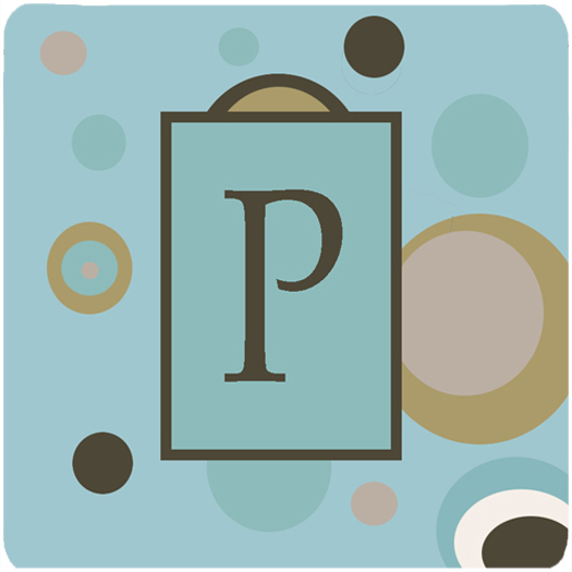 CJ1013-PFC Monogram - Blue Dots Foam Coasters Initial Letter P- Set - 4
