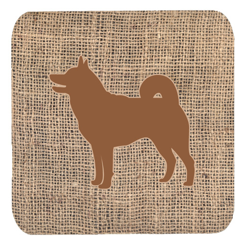Shiba Inu Burlap and Brown Foam Coasters- Set - 4