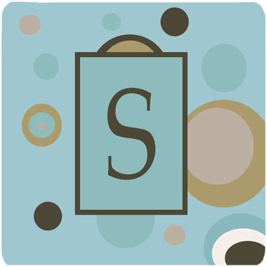 Monogram - Blue Dots Foam Coasters Initial Letter S, Set - 4