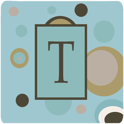 CJ1013-TFC Monogram - Blue Dots Foam Coasters Initial Letter T- Set - 4