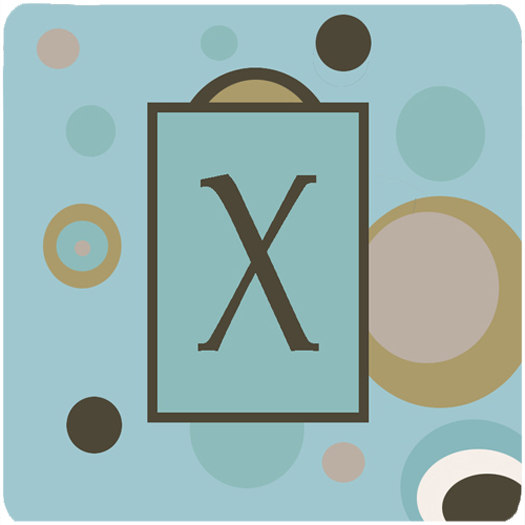 Monogram - Blue Dots Foam Coasters Initial Letter X, Set - 4