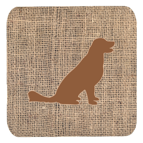Labrador Burlap and Brown Foam Coasters, Set - 4
