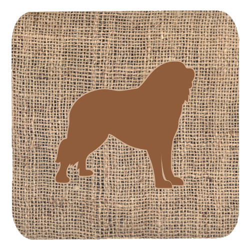 Tibetial Mastiff Burlap and Brown Foam Coasters, Set - 4
