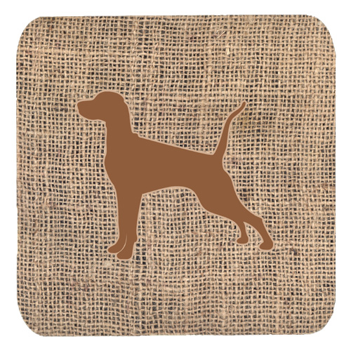 Pointer Burlap and Brown Foam Coasters, Set - 4