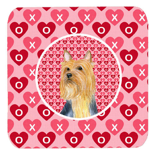 Silky Terrier Valentines Love and Hearts Foam Coasters, Set - 4