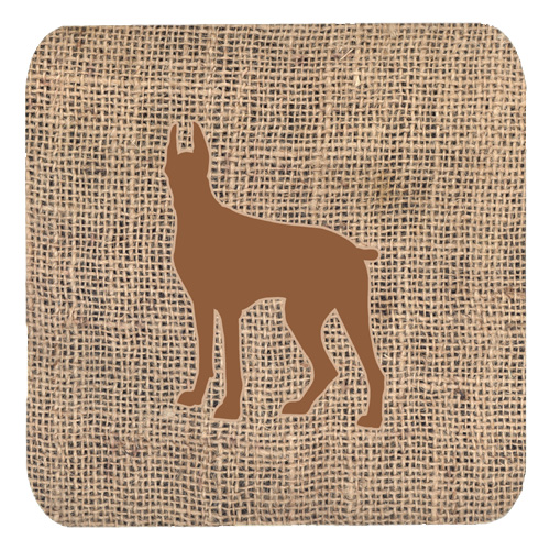 Great Dane Burlap and Brown Foam Coasters, Set - 4
