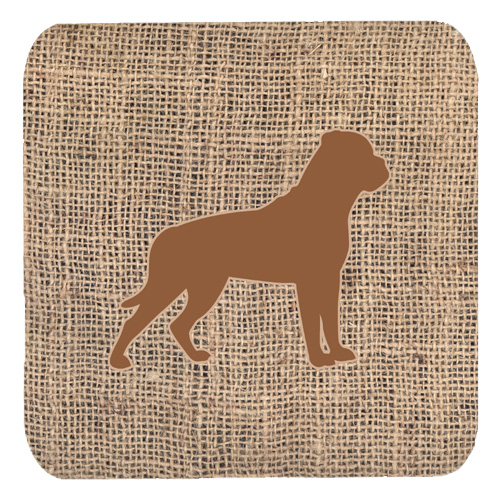 Rottweiler Burlap and Brown Foam Coasters, Set - 4