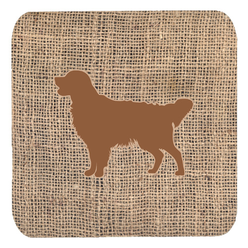 Golden Retriever Burlap and Brown Foam Coasters, Set - 4