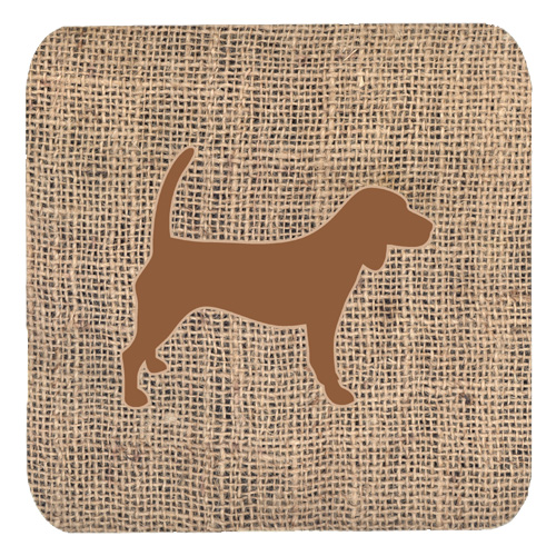 Beagle Burlap and Brown Foam Coasters, Set - 4