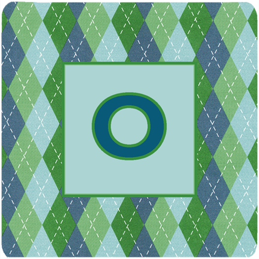 CJ1020-OFC Monogram - Blue Argoyle Foam Coasters Initial Letter O- Set - 4
