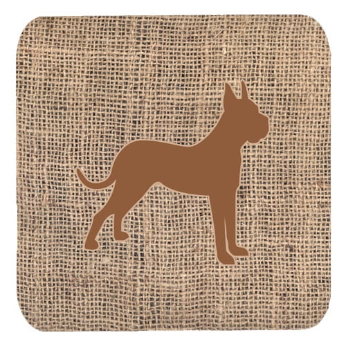 Boxer Burlap and Brown Foam Coasters, Set - 4