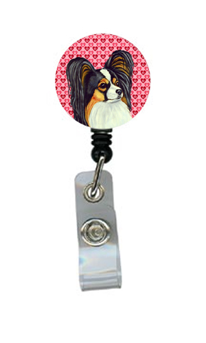 Papillon Valentines Love and Hearts Retractable Badge Reel or ID Holder with Clip