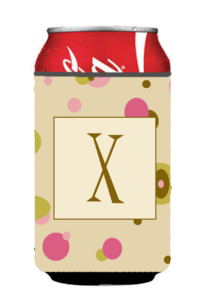 Letter X Initial Monogram - Tan Dots Can or Bottle Hugger