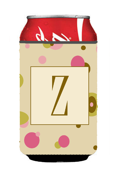 Letter Z Initial Monogram - Tan Dots Can or Bottle  Hugger